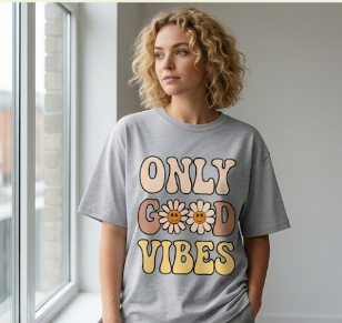 Female Good Vibes Oversized T-Shirt (Multi-Colour)